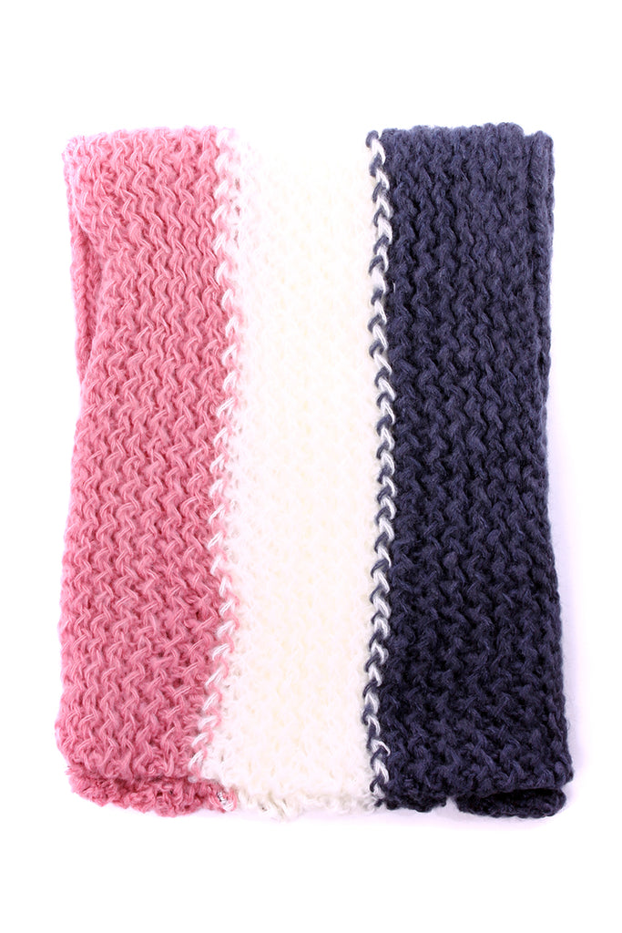 Kassy Striped Knit Infinity Scarf Pink / White / Black