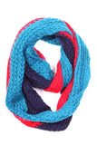 Kassy Striped Knit Infinity Scarf Teal / Red / Navy