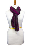 Kimberly Striped Fringe Neck Scarf Burgundy Brown