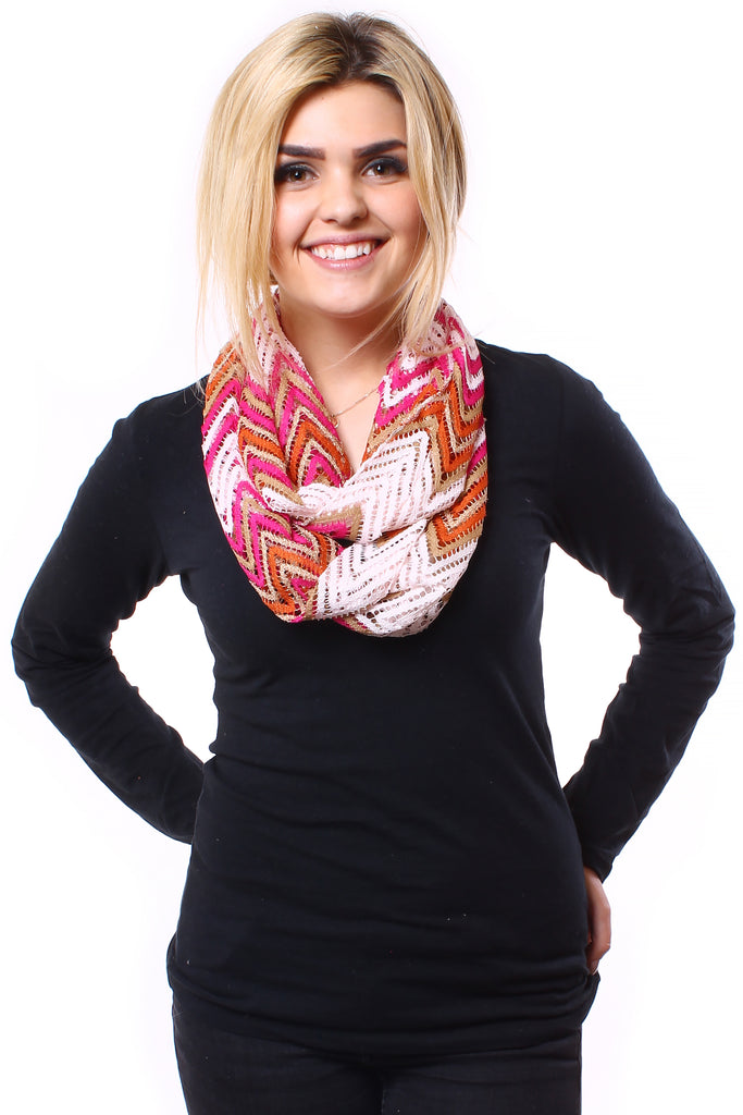 Layne Infinity Scarf Pink Multi With Model