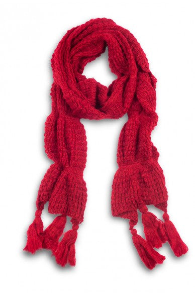 Leona Chunky Solid Tassel Scarf Red
