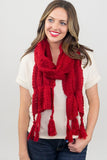 Leona Chunky Solid Tassel Scarf Red With Model