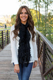 Lexie Furry Ruffle Scarf Black With Model