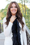 Lexie Furry Ruffle Scarf Black With Girl