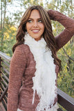 Lexie Furry Ruffle Scarf White With Model