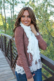 Lexie Furry Ruffle Scarf White With Model
