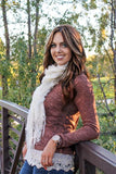 Lexie Furry Ruffle Scarf White With Model