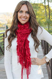 Lexie Furry Ruffle Scarf Red With Model