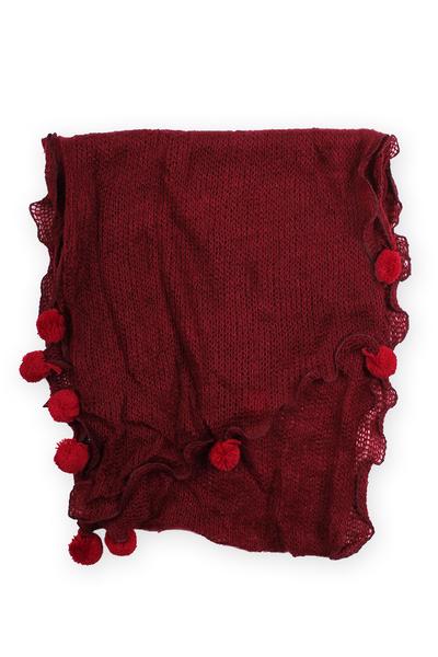 Lynda Pom Pom Scarf Burgundy