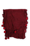 Lynda Pom Pom Scarf Burgundy