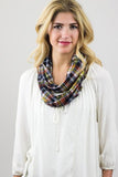 Mabel Plaid Infinity Scarf Orange Multi With Model