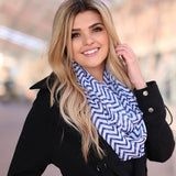 Mini Chevron Infinity Scarf Navy With Model