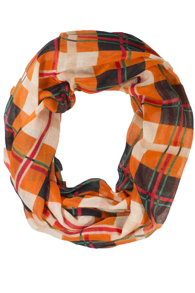 Petra Plaid Infinity Scarf Tangerine