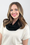 Robin Skinny Knit Infinity Scarf Black With Model