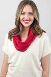 Robin Skinny Knit Infinity Scarf Red With Model