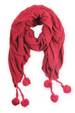 Skylar Pom Pom Neck Scarf Burgundy