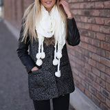 Skylar Pom Pom Neck Scarf White With Model