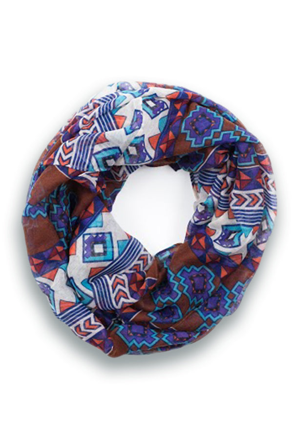 Thea Tribal Infinity Scarf Brown