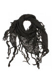 Tiana Knit Triangle Fringe Scarf Black