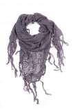 Tiana Knit Triangle Fringe Scarf Grey