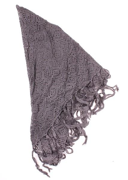 Tiana Knit Triangle Fringe Scarf Grey