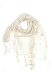Tiana Knit Triangle Fringe Scarf Ivory