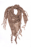 Tiana Knit Triangle Fringe Scarf Taupe