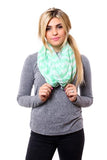 Tori Chevron Scarf Green With Model