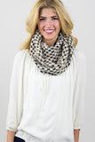 Trudy Popcorn Knit Infinity Scarf Tan With Girl