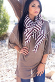 Striped Donna Scarf Burgundy With Model