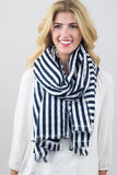 Striped Donna Scarf Navy on Model