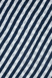 Donna Striped Blanket Scarf  Navy Up-Close