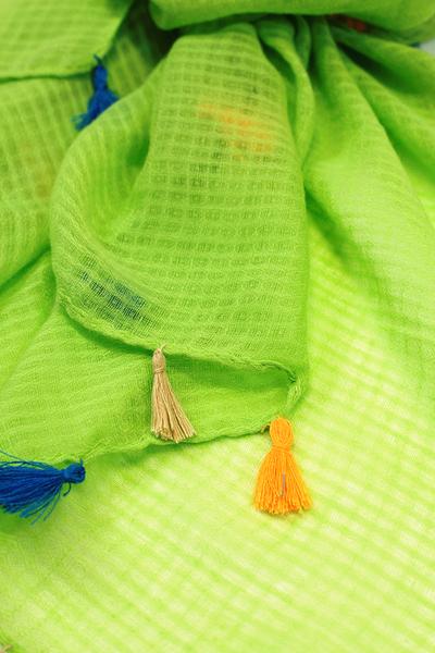 Dawn Solid Color Tassel Scarf Lime Green