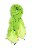 Dawn Solid Color Tassel Scarf Lime Green