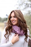 Trudy Popcorn Knit Infinity Scarf Pink With Girl